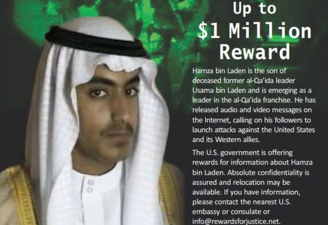 اسامہ بن لادن کے بیٹے کی گرفتاری پر 10 لاکھ ڈالر کا اعلان