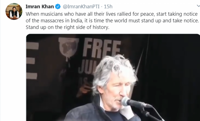 وزیراعظم عمران خان کی جانب سے مشہور موسیقارراجر واٹرز کی ویڈیو سوشل میڈیا پر شیئر