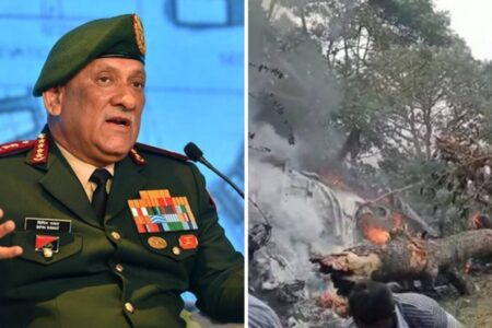 بھارتی فوجی ہیلی کاپٹرتباہ،جنرل بپن راوت سمیت 13ہلاک