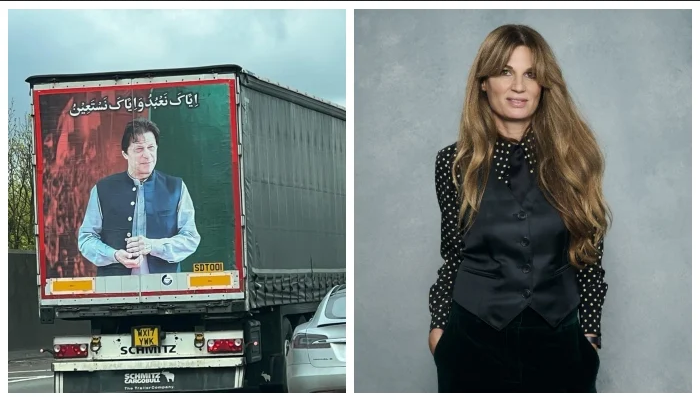 جمائما نے برطانیہ میں سابق شوہرعمران خان کے پوسٹر والے ٹرک کی تصویر شیئرکردی