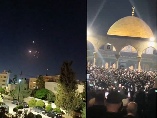 ایران کا اسرائیل پر حملہ، فلسطینیوں کا مسجد اقصیٰ کے باہر جشن