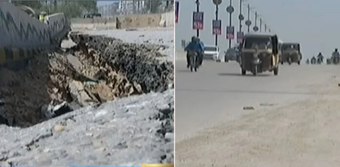 کے فور منصوبے، پائپ لائن بچھانے کے دوران نیپا فلائی اوور بیٹھ گیا